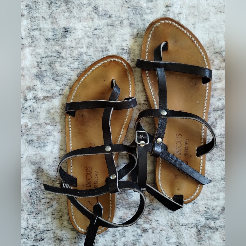 St. Tropez Brown Strappy Sandals 6.5